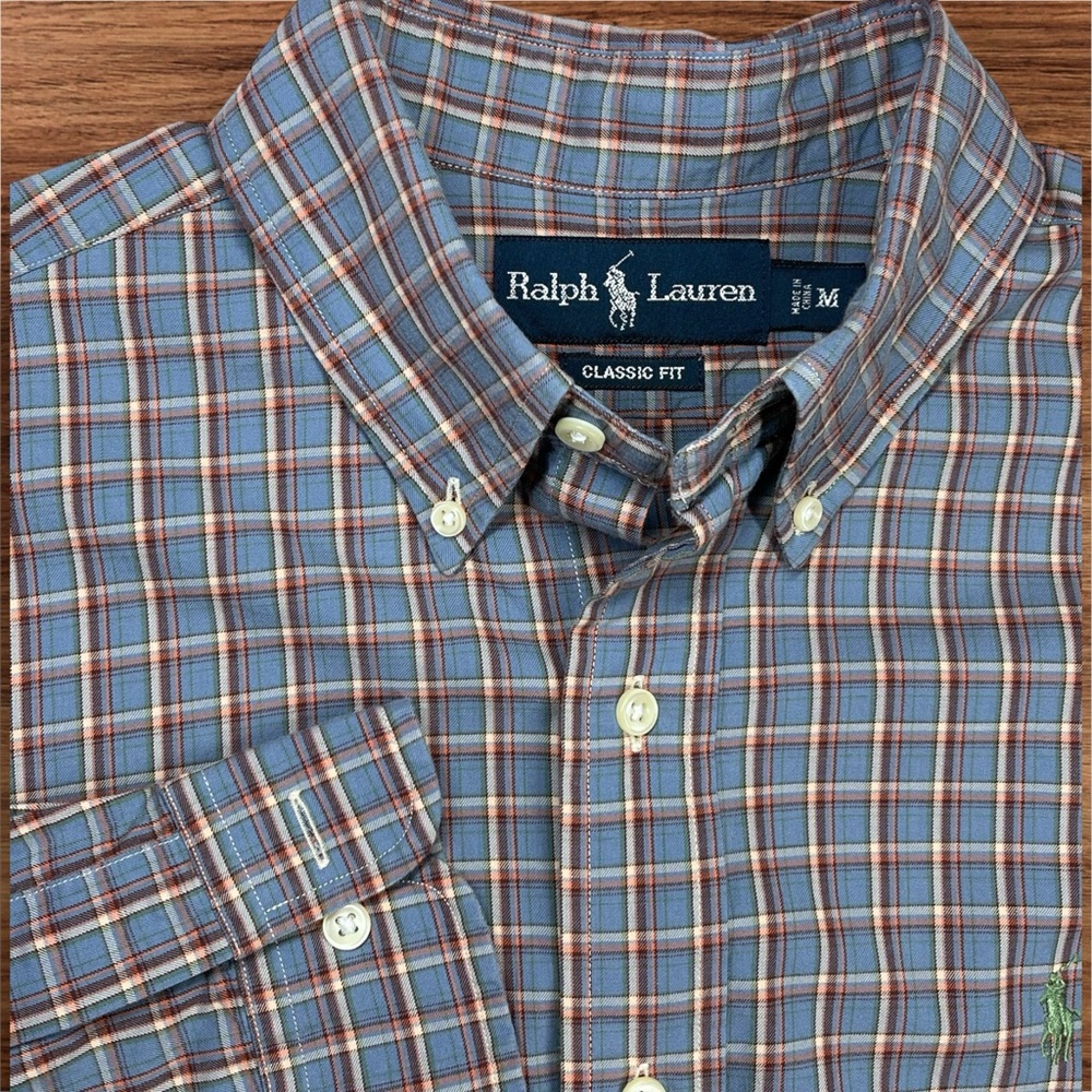 Ralph Lauren Men’s Plaid Long Sleeve Dress Shirt. Classic Fit. Medium. - Picture 4 of 9